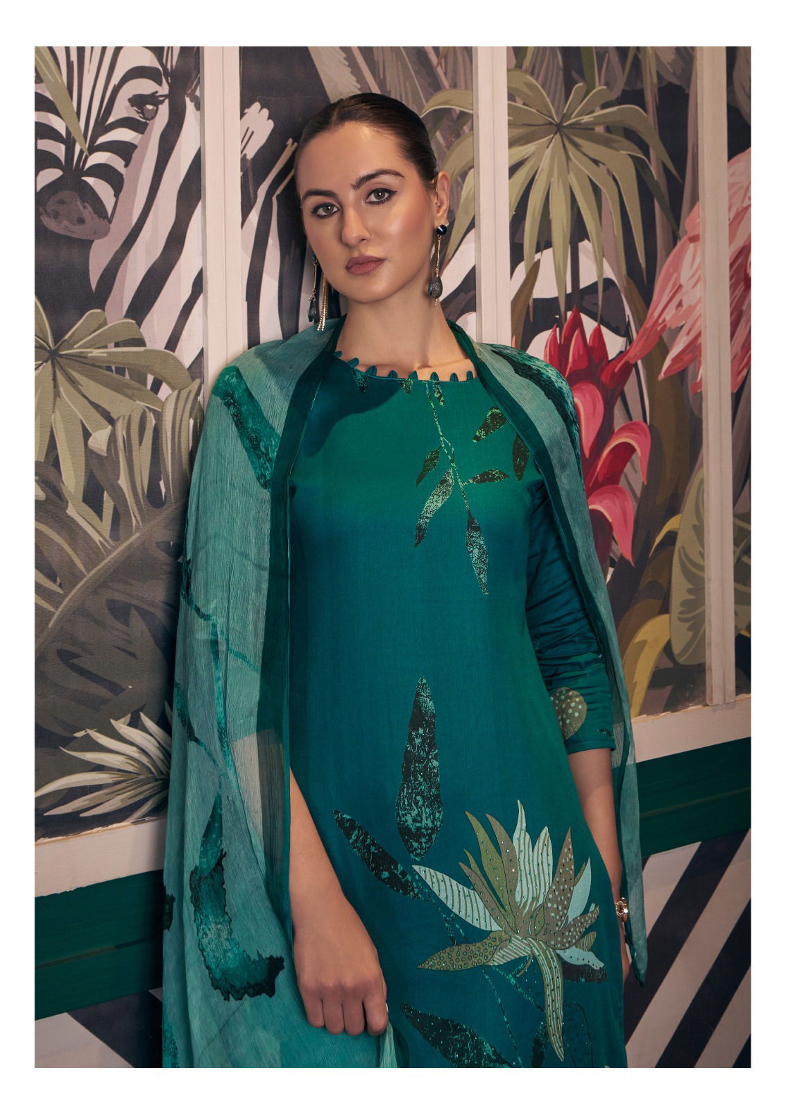 Zara Heavy Jam Satin Digital Printed Dress Material Wholesale Clothing Suppliers In India